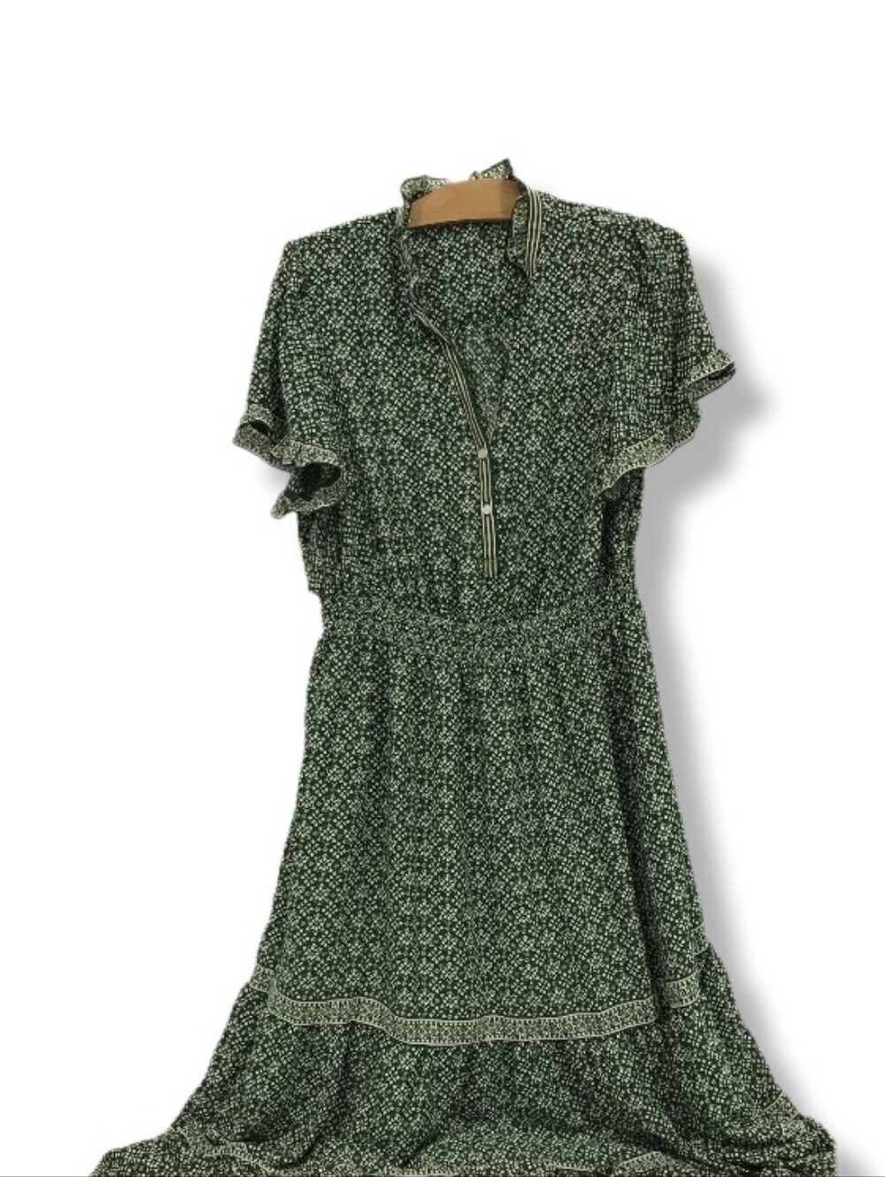 Max Studio Green Printed Maxi Dress with Short Sleeves - Picture 2 of 7